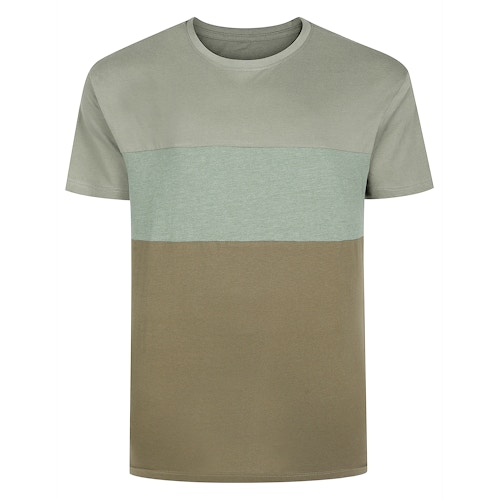 Bigdude Cut & Sew Marl Short Sleeve T-Shirt Sage Green/Sage Marl/Olive